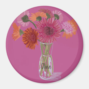 Künstlerisch Gerbera Farbenfrohe Blume +Individuel Magnet
