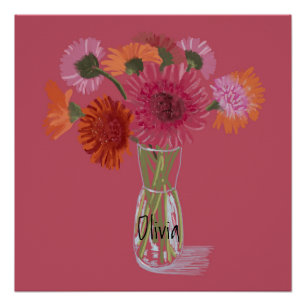 Künstlerisch Gerbera Farbenfrohe Blume +Individuel Poster