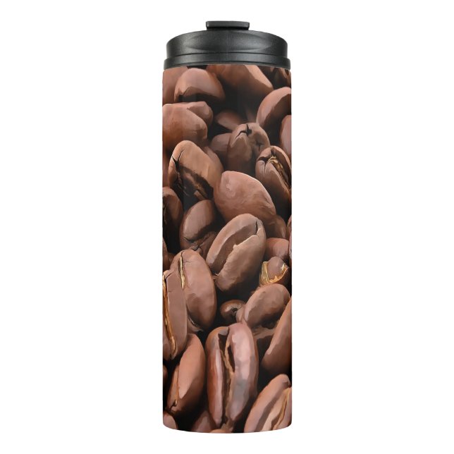 Künstlerisch geröstete Kaffeebohnen Thermosbecher (Vorderseite)