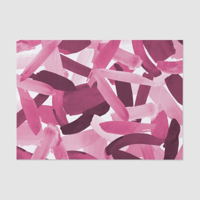 Künstlerisch Girly Pink Burgundy Brushstroke Colla Seidenpapier (Vorderseite)