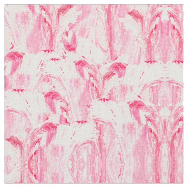 Künstlerisch Girly Pink Coral Abstrakte Blumenmale Stoff (Nahaufnahme)