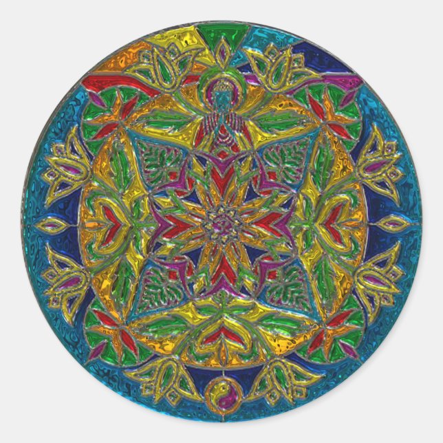 Künstlerisch Glassy Colorful Mandala Sticker (Vorderseite)