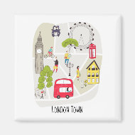 Künstlerisch Map London England Sehenswürdigkeiten Magnet