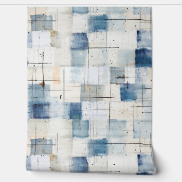 Künstlerisch marineblaue Indigo Collage Papier Tex Tapete