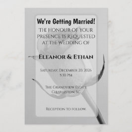 Künstlerisch-minimalistische schwarze und weiße Ro Einladung