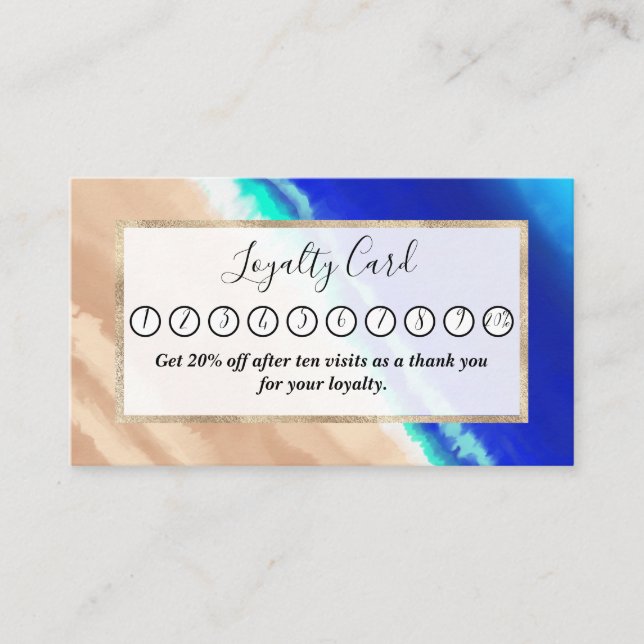 Künstlerisch Modern Blue Aquamarin Sandstrand Wass Treuekarte (Vorderseite)