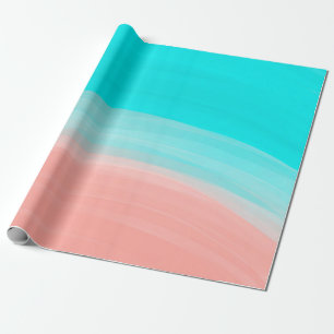 Künstlerisch Modern Coral Blue Brushstroke Gradien Geschenkpapier