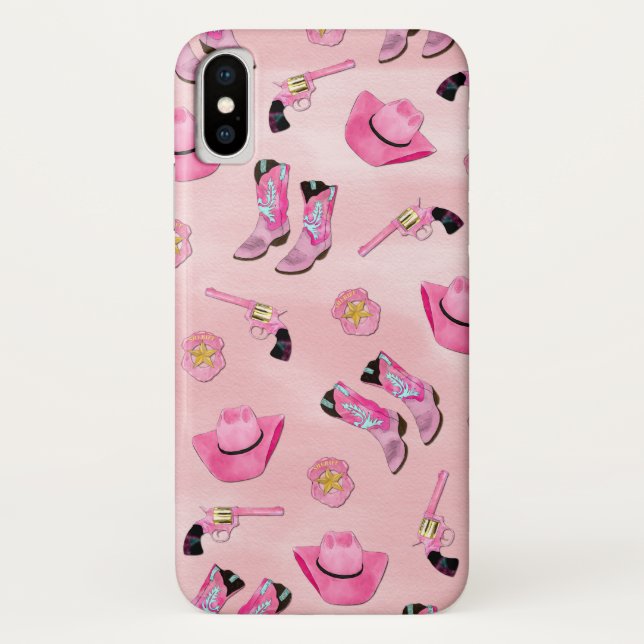 Künstlerisch Niedlich Girl Pink Aquamarin Cowgirl  Case-Mate iPhone Hülle (Rückseite)