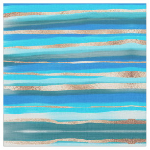 Künstlerisch Ocean Aqua Blue Gold Abstrakte Farbe Stoff