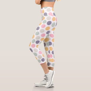 künstlerisch pastellfarbenes Polka-Punktmuster Capri Leggings