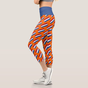 Künstlerisch Red White Blue Abstrakt Dutch Flag-Mu Capri Leggings