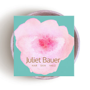 Künstlerisch rosa, florale Wasserfarbe Quadratische Visitenkarte