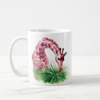 Künstlerisch rosa Giraffe mit Gras-Tasse Kaffeetasse