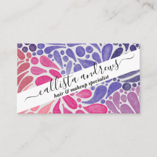 Künstlerisch rosa Lila Aquarellfarben Abstraktes P Visitenkarte