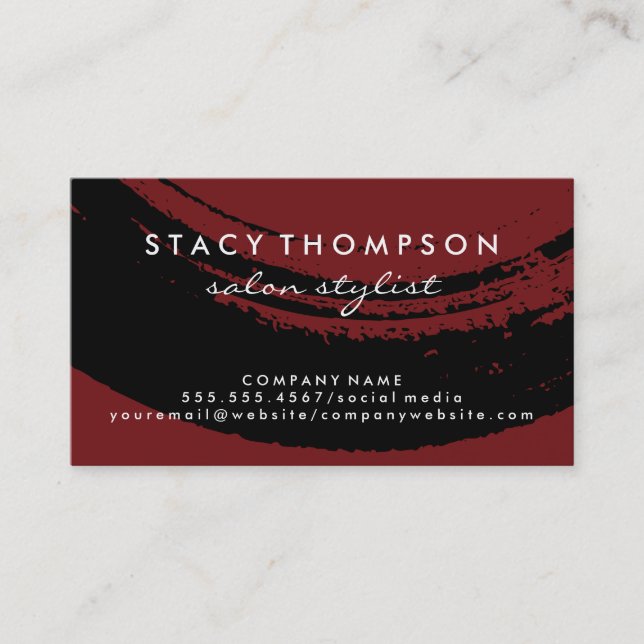 Künstlerisch schwarz gebürstet auf Deep Red Visitenkarte (Vorderseite)