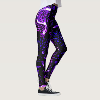Künstlerisch Schwarz Lila Leggings