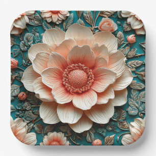 Künstlerische 3D-Blumenanordnung Pappteller