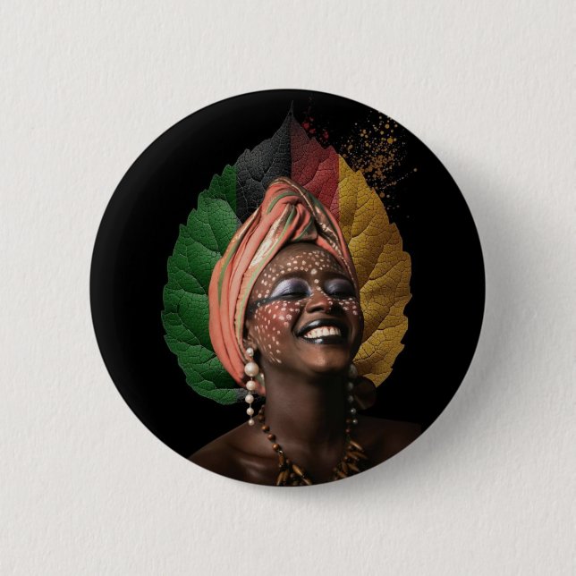 Künstlerische afrikanische Frau Button (Vorderseite)