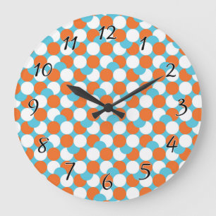 Künstlerische aquamarine u. orange Kreise Große Wanduhr
