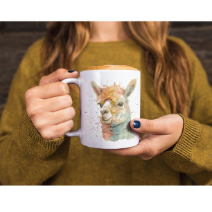 Künstlerische Aquarell-Alpakas Kaffeetasse