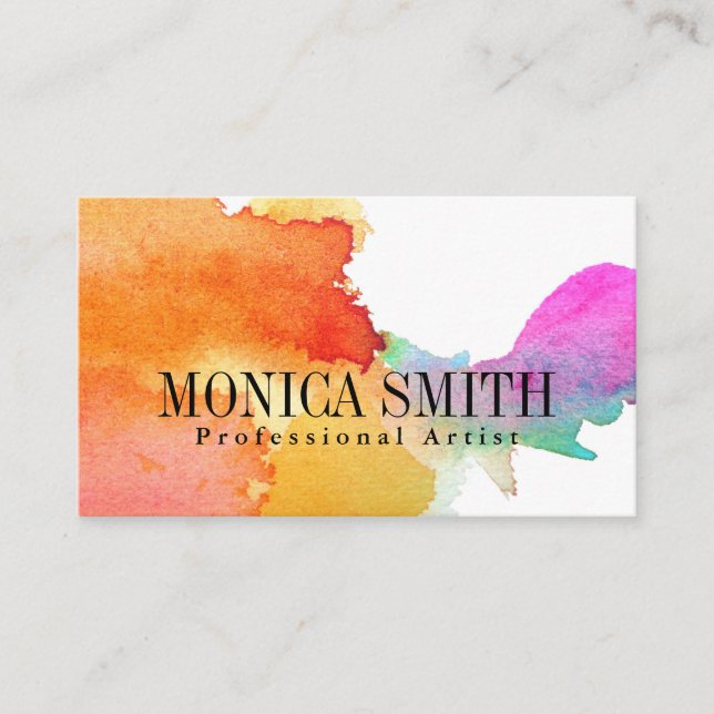 Künstlerische Aquarellfarben-Visitenkarte Visitenkarte (Vorderseite)
