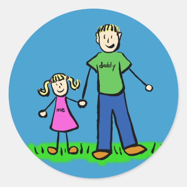 Künstlerische Aufkleber für Vater und Tochter (Vorderseite)