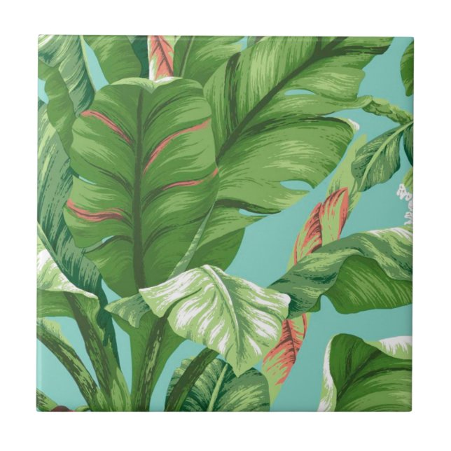 Künstlerische Bananenblatt u. -Blume Fliese (Vorderseite)