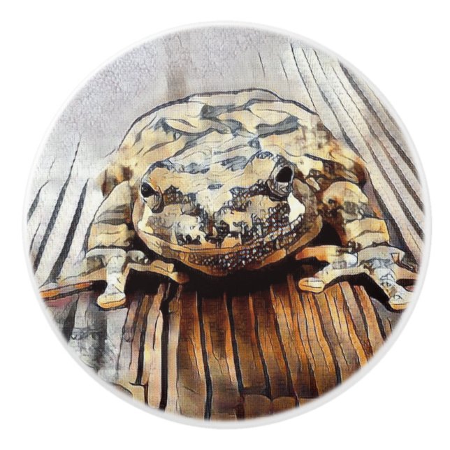 Künstlerische Baum-Frosch-dekorative Keramikknauf (Vorderseite)