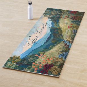 Künstlerische Berge und Blume Naturnähe Yogamatte