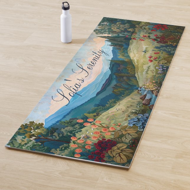 Künstlerische Berge und Blume Naturnähe Yogamatte (Beispiel)