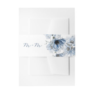 Künstlerische blaue Blumen | Hochzeit Einladungsbanderole