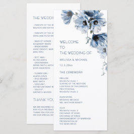 Künstlerische blaue Blumen Hochzeit Programm