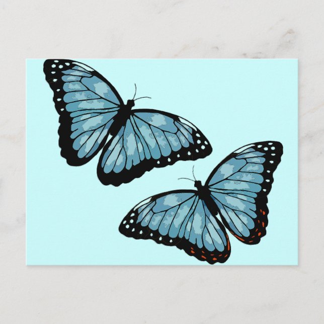 Künstlerische blaue Schmetterlinge Postkarte (Vorderseite)