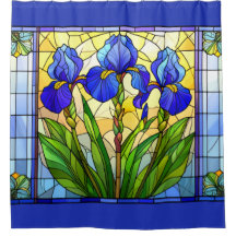 Künstlerische Blaue Schwertlilie Blumen Buntglas