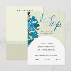 Künstlerische blaue Wasserfarben-Wildblumen RSVP Karte