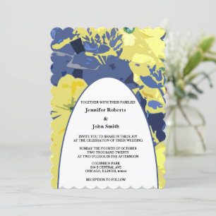 Künstlerische, bläuliche Hochzeit des gelben Blüte Einladung