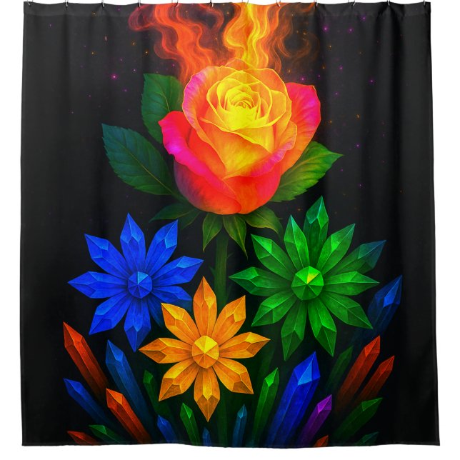 Künstlerische Blume Duschvorhang (Vorderseite)