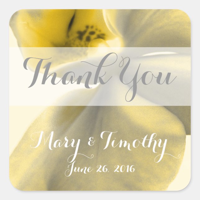 Künstlerische Blume in Gelb - Gefallen Quadratischer Aufkleber (Vorderseite)