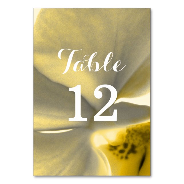 Künstlerische Blume in Gelbtönen - Hochzeit Tischnummer (Vorderseite)