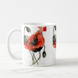 Künstlerische Blume von Mohnsamen in Aquarellfarbe Kaffeetasse