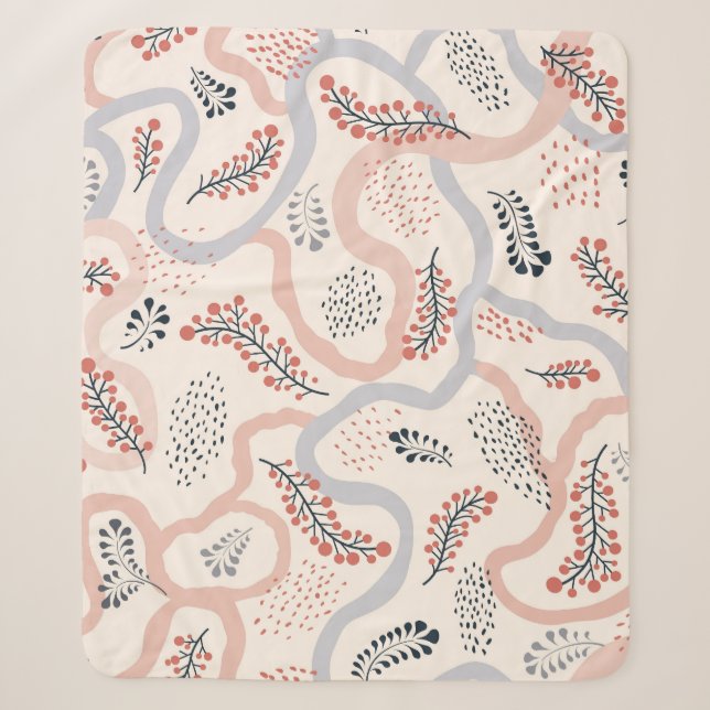 Künstlerische Blumenmuster, dekorative Herbstdekor Sherpadecke (Vorderseite)