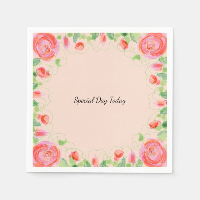 Künstlerische Blüte in Rosa Serviette (Vorderseite)