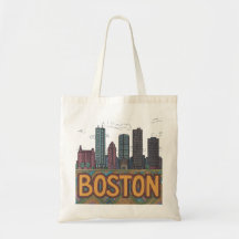 Künstlerische Boston-Skyline Handgezeichnete Skizz