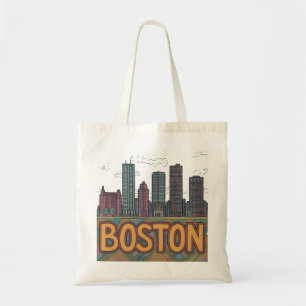 Künstlerische Boston-Skyline Handgezeichnete Skizz Tragetasche