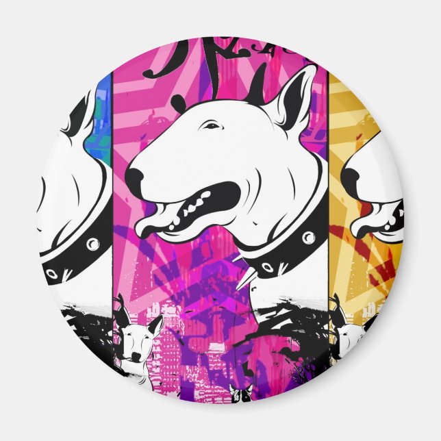 Künstlerische Bull Terrier Hunde Züchtung Design Magnet (Vorne)