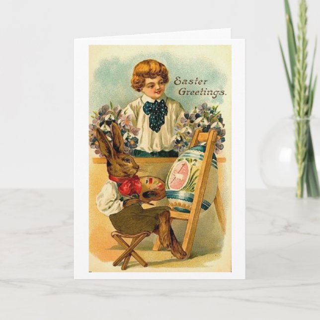 Künstlerische Bunny Ostergrusskarte Feiertagskarte (Vorderseite)