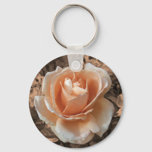 Künstlerische Creme Orange Rose Foto Schlüsselanhänger