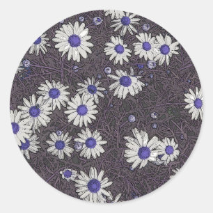 Künstlerische Daisies Runder Aufkleber