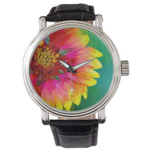 Künstlerische Darstellung der Indian Blanket Blume Armbanduhr