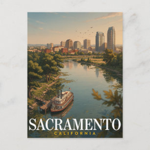 Künstlerische Darstellung des Sacramento Californi Postkarte